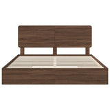 Storage Bed with Drawer Brown Oak 200 x 200 cm Engineered Wood 3412657