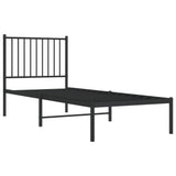 Metal Bed Frame without Mattress with Headboard Black 75x190cm 350854