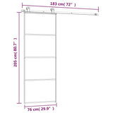 Sliding Door with Hardware Set 76x205 cm ESG Glass&Aluminium 3152145