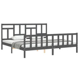 Bed Frame without Mattress Grey 200x200 cm Solid Wood Pine 3193163