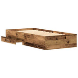 Bed Frame with Drawers Old wood 90 x 190 cm Engineered wood 3333990
