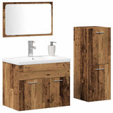Bathroom Furniture Set Wall-mounted 4 pcs Brown Engineered Wood 3332576