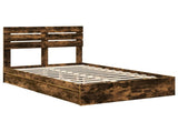 Storage Bed with Drawer Smoked Oak 135 x 190 cm Engineered Wood 3411577