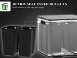 40L Dual Compartment Stainless Steel Bin, with Deodoriser Holders - Silver Tone T3398P344194