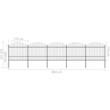 ZNTS Garden Fence with Spear Top Steel x8.5 m Black 277743