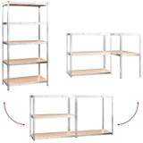 5-Layer Storage Shelf Silver Steel&Engineered Wood 152882