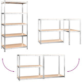 5-Layer Storage Shelf Silver Steel&Engineered Wood 152882