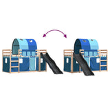 Bunk Bed without Mattress with Slide and Curtains Blue 80x200 cm 3284144