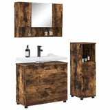 Bathroom Furniture Set with Drawer with Shelf 3 pcs Smoked Oak 3393028