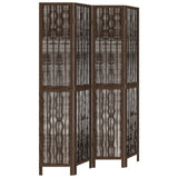 Room Divider 4 Panels Dark Brown Solid Wood Paulownia 358659