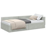 Corner Bed Frame Light Grey 80 cm x 200 cm Velvet 42016061