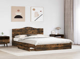 Storage Bed with Drawer Smoked Oak 140 x 200 cm Engineered Wood 3413503