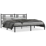 Metal Bed Frame without Mattress with Headboard Black 193x203cm 376330