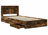 Bed Frame with Drawer Smoked Oak 75 x 190 cm Engineer Wood 3410217