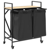 Laundry Basket 2 Compartments with Wheels Sonoma Oak 859096
