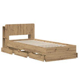 Bed Frame with Storage and Headboard Artisan Oak 90 x 200 cm 3445814