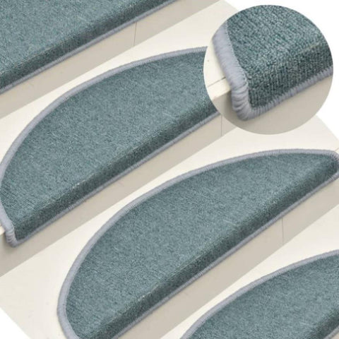 Stair Mats 15 pcs 56x17x3 cm Sea Blue Half Round 322362