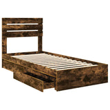 Storage Bed with Drawer Smoked Oak 75 x 190 cm Engineered Wood 3411607