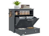 Pet Feeder Station, Dog, Cat Storage Container, with Raised Bowls, Hanger, Cabinet - Grey T3398P349788