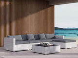 6 Pieces Rattan Corner Sofa Set - Mixed Grey T3398P315877