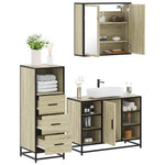 ZNTS 3 Piece Bathroom Furniture Set Sonoma Oak Engineered Wood 3301031