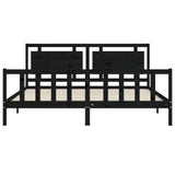 Bed Frame without Mattress Black 200x200 cm Solid Wood Pine 3192190