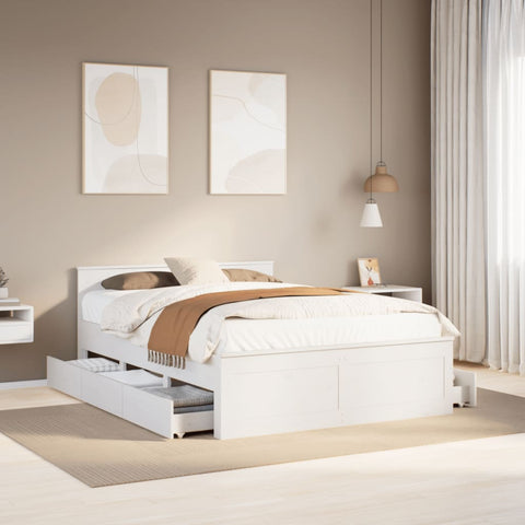 Bed Frame without Mattress with Headboard White 160x200 cm Solid Wood Pine 3308760