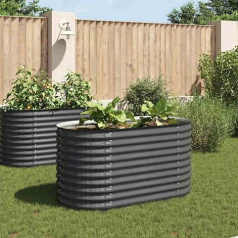 Garden Raised Bed 160x80x81 cm Galvanised Steel Grey 45524