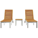 Lounger 3 pcs Brown Solid Acacia Wood and Stainless Steel 3334837