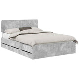 Bed Frame Concrete Grey 140 x 200 cm Engineered Wood 3412181