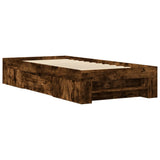 Bed Frame without Mattress Smoked Oak 100x200 cm Engineered Wood 3295489