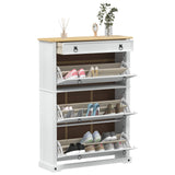 Shoe Cabinet Corona White 99 x 32 x 138 cm Solid Pine Wood 42024955