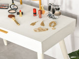 Elegant Dressing Table, with Round Mirror, 80 x 40 x 123 cm - White T3398P329491