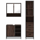 ZNTS 3 Piece Bathroom Furniture Set Brown Oak Engineered Wood 3301179