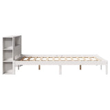 ZNTS Bookcase Bed without Mattress White 135x190 cm Double Solid Wood Pine 3321535