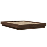 Bed Frame with LED Lights without Mattress Brown Oak 120x190cm 3281146
