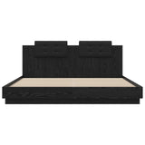 Bed Frame with Headboard Black Oak 200 x 200 cm Engineered Wood 3416333