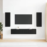 TV Cabinet Set 4 pcs Black oak Large Engineered wood 3393367