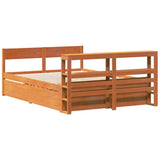 Bed Frame without Mattress Wax Brown 150x200 cm King Size Solid Wood Pine 3306380