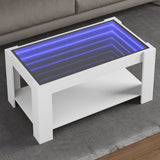 ZNTS Coffee Table with LED White 93x53x45 cm Engineered Wood 847553