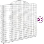 Arched Gabion Baskets 2 pcs 200x50x180/200 cm Galvanised Iron 3146404