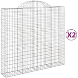 Arched Gabion Baskets 2 pcs 200x50x180/200 cm Galvanised Iron 3146404