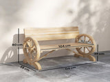 Fir Wood 2-Seater Outdoor Garden Wagon Wheel Bench, Natural Wood Finish T3398P554164