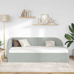 Corner Bed Frame with Headboard Light grey 90 x 200 cm Velvet 42016646