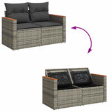 6 Piece Garden Sofa Set with Cushions Grey Poly Rattan Acacia 3327476
