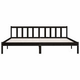 810106 Bed Frame without Mattress Black Solid Wood 200x200 cm