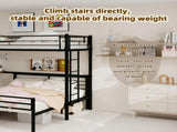 Sturdy Metal Bunk Bed with Wooden Desk Space-Saving Design for Bedroom, Home Office, or Dorm W3987P506944