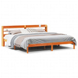 Bed Frame with Headboard without Mattress Wax Brown 200x200 cm 3306563