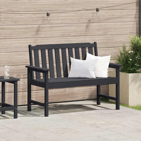 Garden Bench with Cushion Black 120 x 59 x 88cm HDPE 42006602