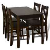 Dining Set 5 Pieces Pine Wood Brown 241221